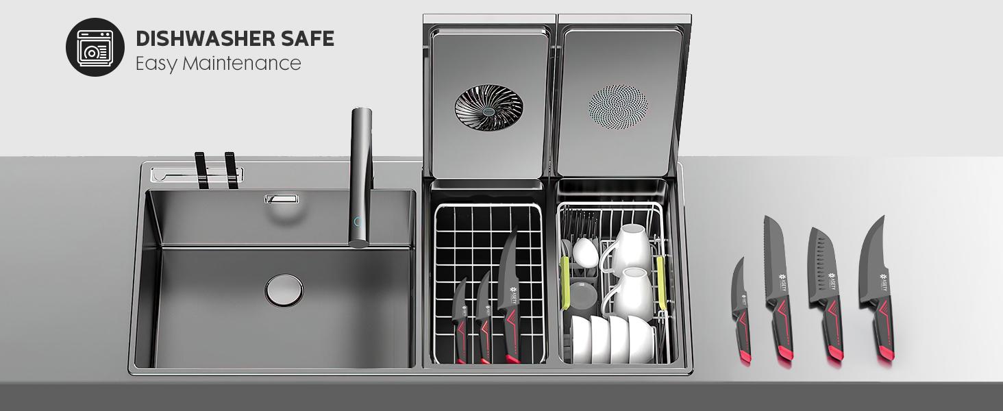 ASETY 15PCS Cyberpunk Knife Set from Future Kitchen Knife Set with Built-in Knife Sharpener Block, Stainless Steel Knife Block Set, Dishwasher Safe Mordern Knife Set, Elegant Box for gift