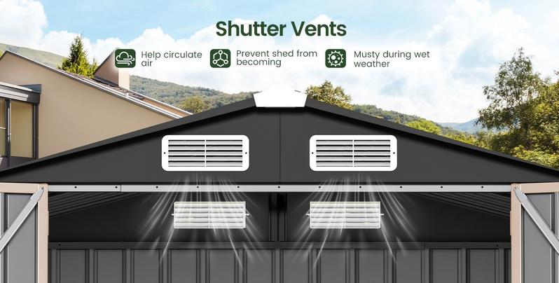 GVDV 6x4 FT Outdoor Metal Storage Shed, Durable Garden Shed with Updated Frame Structure for Backyard, Patio, Tool Storage, All-Weather Shelter for Bike, Gardening Tools, Equipment, Pet