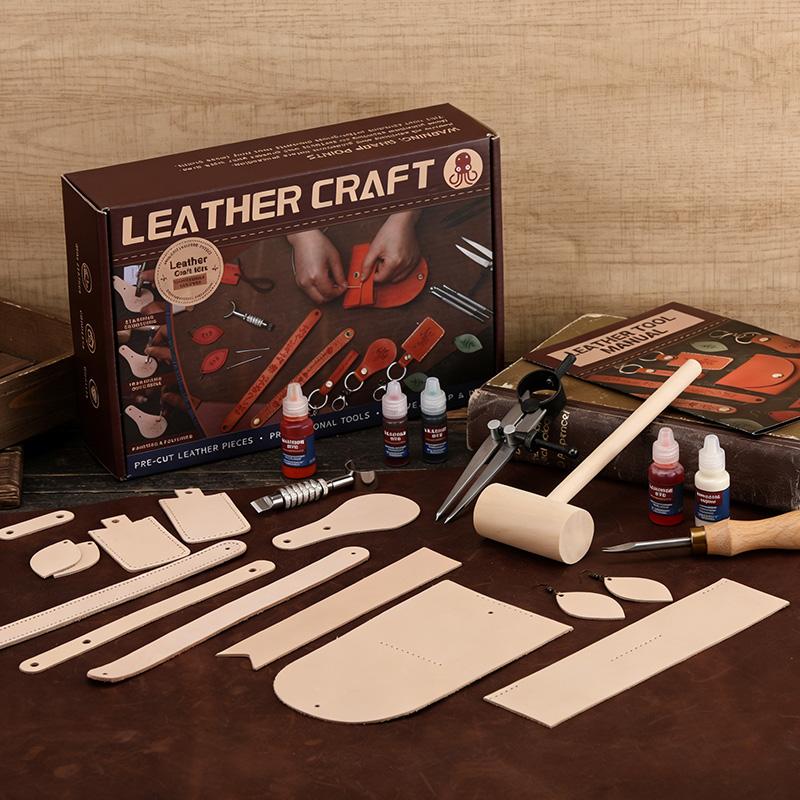 Harxvto Leather Crafting Kit Leather Working Tools and Supplies Stamping, Handmade Leather Craft Classic Style Handmade Gift Bring to Your Love for Diy Craft Beginner Harxvto Leather Crafting Kit Leather Working Tools and Supplies Stamping, Handmade Leather Craft Classic Style Handmade Gift Bring to Your Love for Diy Craft Beginner
