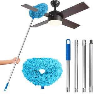 DRQ Ceiling Fan Duster – Extendable Microfiber Fan Blade Cleaner (13–48 in), Washable & Reusable, Blue