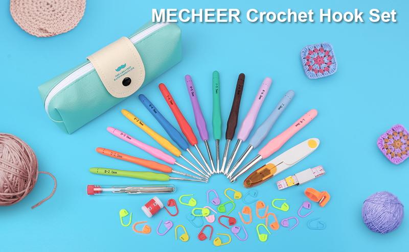 Crochet Hooks 12 Sizes Set with 51 Pack Yarn Crochet Kit for Beginners - Includes 25 Colorful Crochet Stitch Markers, 9 Darning Needles, 1 Scissors
