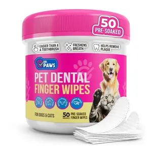 Dr. Paws: Pet Care Finger Wipes for Dental, Ear, and Eye Hygiene. Grooming Cleaner