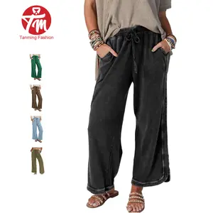 Tanming Women's High-Waist Drawstring Casual Wide-Leg Sweatpants - Baggy Athletic Bottoms with Pockets, Basic Casual Streetwear Pants for Spring Summer, Women's Clothes, #SpringStatements,summerwins Womenswear