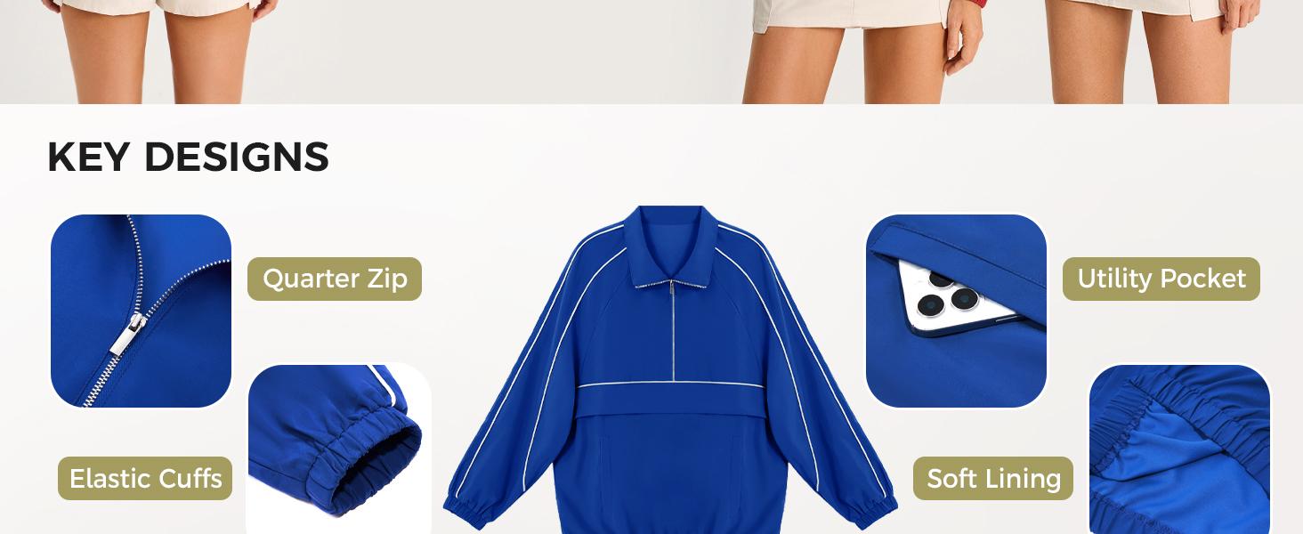 Fisoew Quarter Zip Pullover Women Moisture-Wicking Oversized Sweatshirt Lightweight Workout Athletic Pullover Jacket #Springtok Sun Protection Jacket Gym Sweatwear Casual Sporty Top