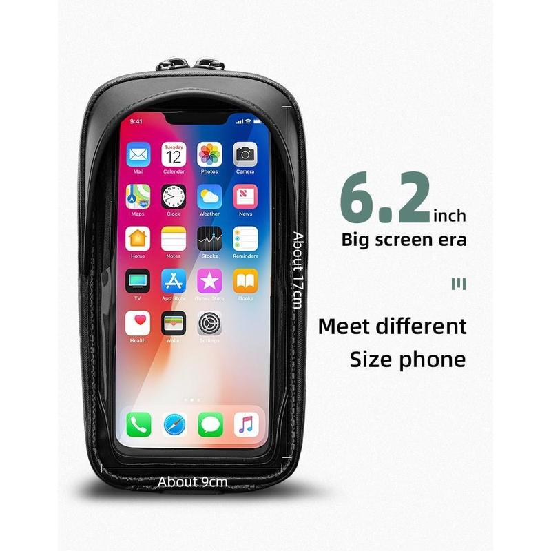 ROCKBROS Bike Phone Mount Bag Bike Front Frame Handlebar Bag Waterproof Bike Phone Holder Case Bicycle Accessories Pouch Sensitive Touch Screen Compatible with iPhone 11 XS Max XR 8 Plus Below 6.5"