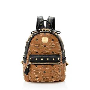 Pre-owned MCM Leather Backpacks Visetos Mini Studded Backpack