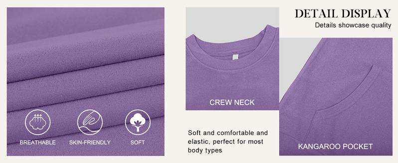 AUSELILY [Plus Size] Women's Crewneck Hoodless Sweatshirt With Kangaroo Pocket  Fleece Longsleeve Casual Style Shirt  Lightweight Pullover