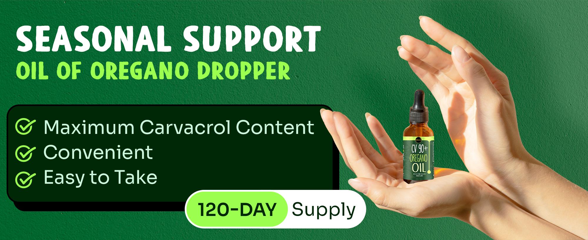 MAJU Oregano Dropper for Seasonal Wellness, Lab Verified 50% Stronger, 90%+ Carvacrol, 1 oz Bottle, Palatable Taste, Edible Herbal Supplement, Natural Healthcare Fitness Dietary