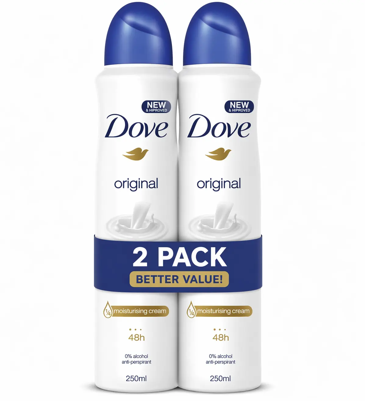 Dove Advanced Care Original Antiperspirant Spray 250ml (2-Pack) | 72HR Protection | Long-Lasting Freshness