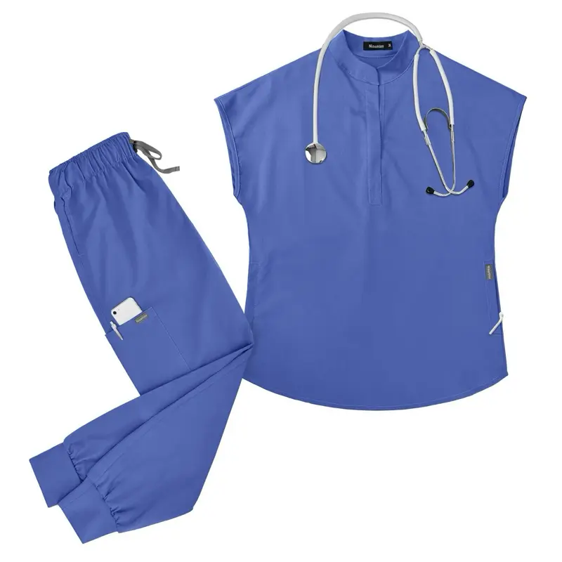 Health Care Worker 2-Piece Sleeveless Top & Jogger Pants Set, Polyester-Spandex-Rayon Fabric, Body Care Uniform