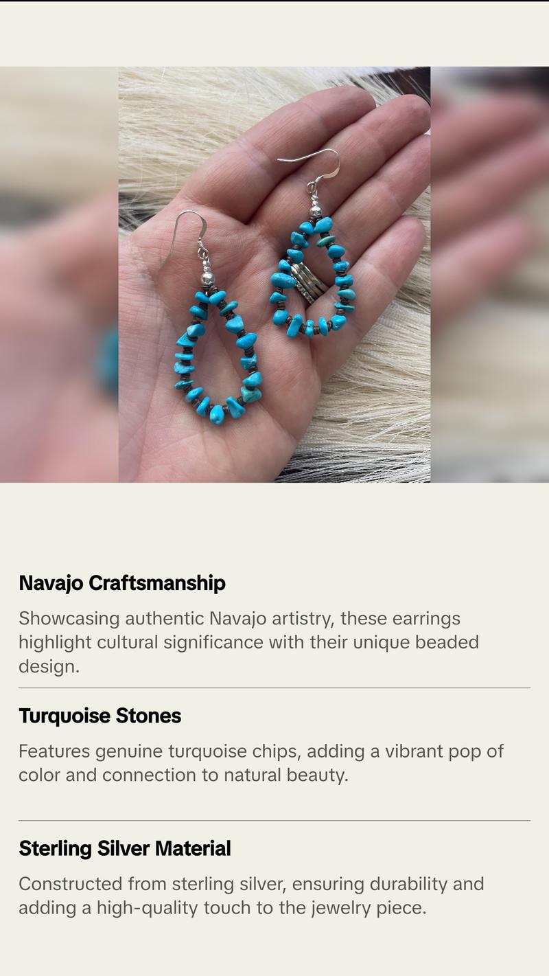 Navajo Sterling Silver Turquoise Chips Earrings-sm