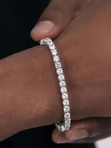 September Laurel Rhinestone-Embellished Trendy Bangle, Elegant Fashion Accessory for Men & Women, Minimalist Jewelry Gift, Cubic Zirconia Bracelet