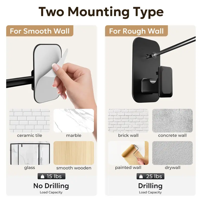 Inovaday | No-Drill Curtain Rods For Windows-Adjustable 5/8" Tension Rods, Adhesive Brackets, Easy Install Black Drapery Pole,Back To School,Renter-Friendly/Dorm Essentials,Home Decor,Home Essentials Inovaday | No-Drill Curtain Rods For Windows-Adjustable 5/8" Tension Rods, Adhesive Brackets, Easy Install Black Drapery Pole,Back To School,Renter-Friendly/Dorm Essentials,Home Decor,Home Essentials