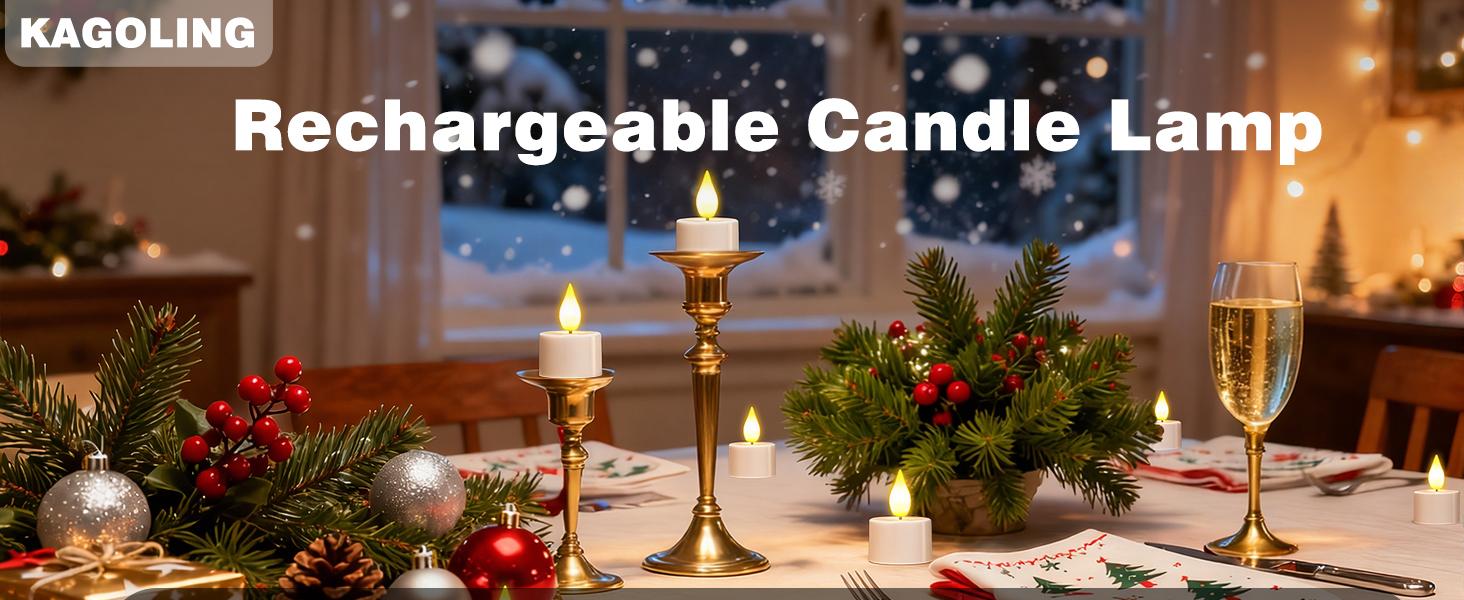 12pcs Rechargeable USB-C LED Flameless Tealight Candle with Remote Control, Charging Station, Timer for Halloween, Christmas Indoor Home Table Glass Jars or Candle Holders, Candles