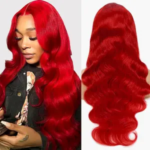 30 Inch Red Wig Human Hair  Red Lace Front Wigs Human Hair 180% Density 13x6 Colored Wigs for Women Body Wave Red Lace Front Wig
