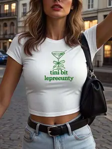 [Sale Up To 50%] Leprecunty Martini Paddys Day Baby Tee, Funny Tini Bit Crop Tank, Leprechaun Shirt, Irish Lucky Girl Top, Irish Drinking Baby Tee, Bar Crawl