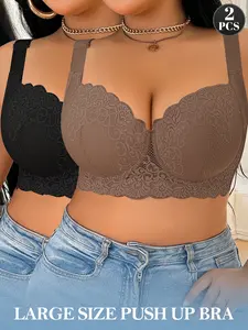 Ecomilky Plus Size Full Coverage Lightweight Padded Adjustable Wide Strap Underwire T-Shirt Bra