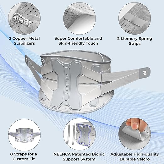 NEENCA Back Brace for Lower Back Pain Relief with Bionic Support System, Lumbar Support Belt for Women&Men with Lumbar Pad, Soft Breathable 3D Knit Fabric for Herniated Disc, Sciatica, Scoliosis