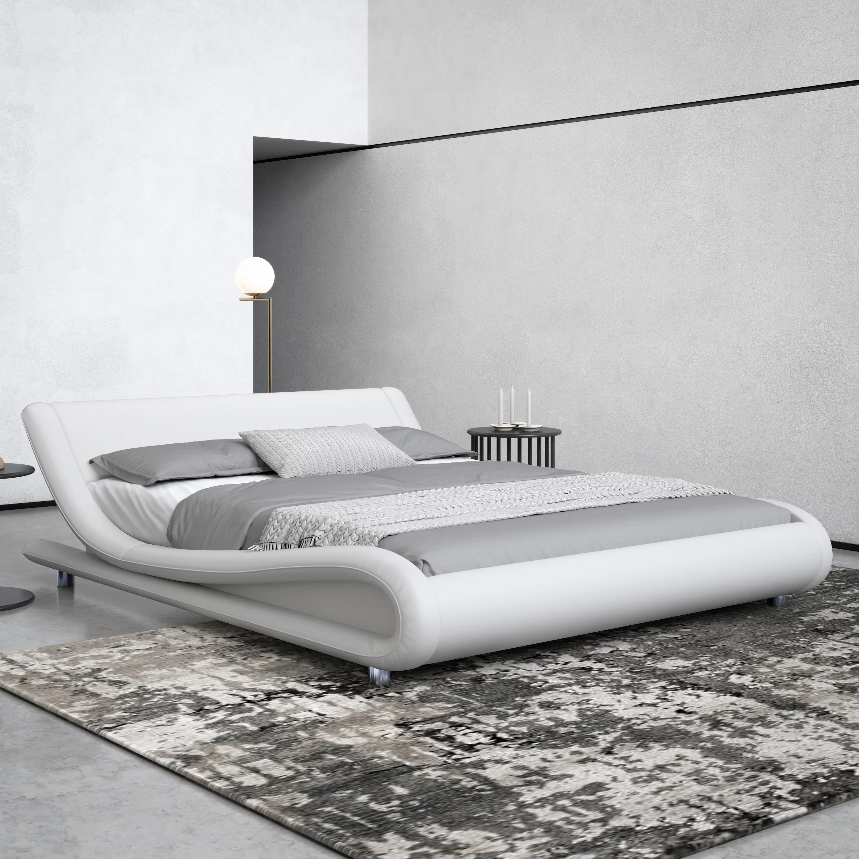 HOOMIC Upholstered Platform Bed Frame【Frame Only No Mattress】,Low Profile Sleigh Design with Linen/Faux Leather Headboard - Full/Queen/King Sizes,White/Black/Grey,No Box Spring Required#TikTokShopDealsforYouDays#DealsforYouDays#Summervibes#Summergarden