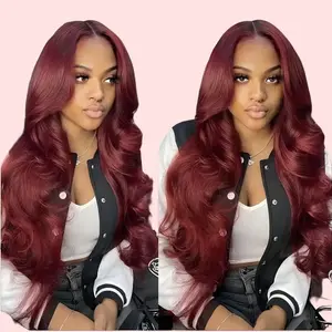 Shewell Wig  12A 99J Body Wave  HD Transparent Lace 100% Human Hair, Pre-Cut Lace, Glue-Free, Drawstring,wigs human hair,glueless wigs ready to wear, Front Lace human hair wig，Beginner-friendly