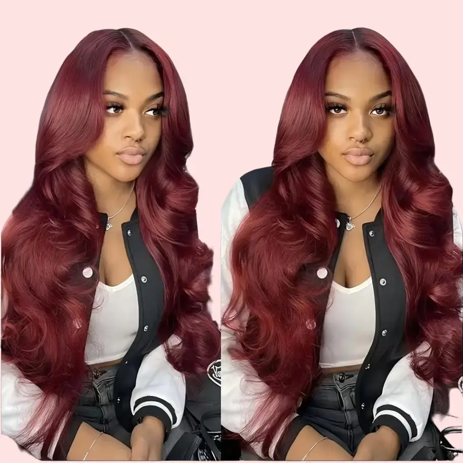 Shewell 13*4 Lace Front Wig, 99J Body Wave Glueless Drawstring Design  Pre-Plucked for Black Women
