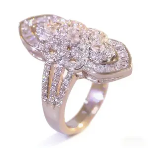 Gorgeous Sparkling Silverly CZ Flower Leaf Ring Bridal Wedding Engagement Promise Anniversary Banquet Ring for Daily Wear Party Holiday Christmas Valentine Mother Day Gifts