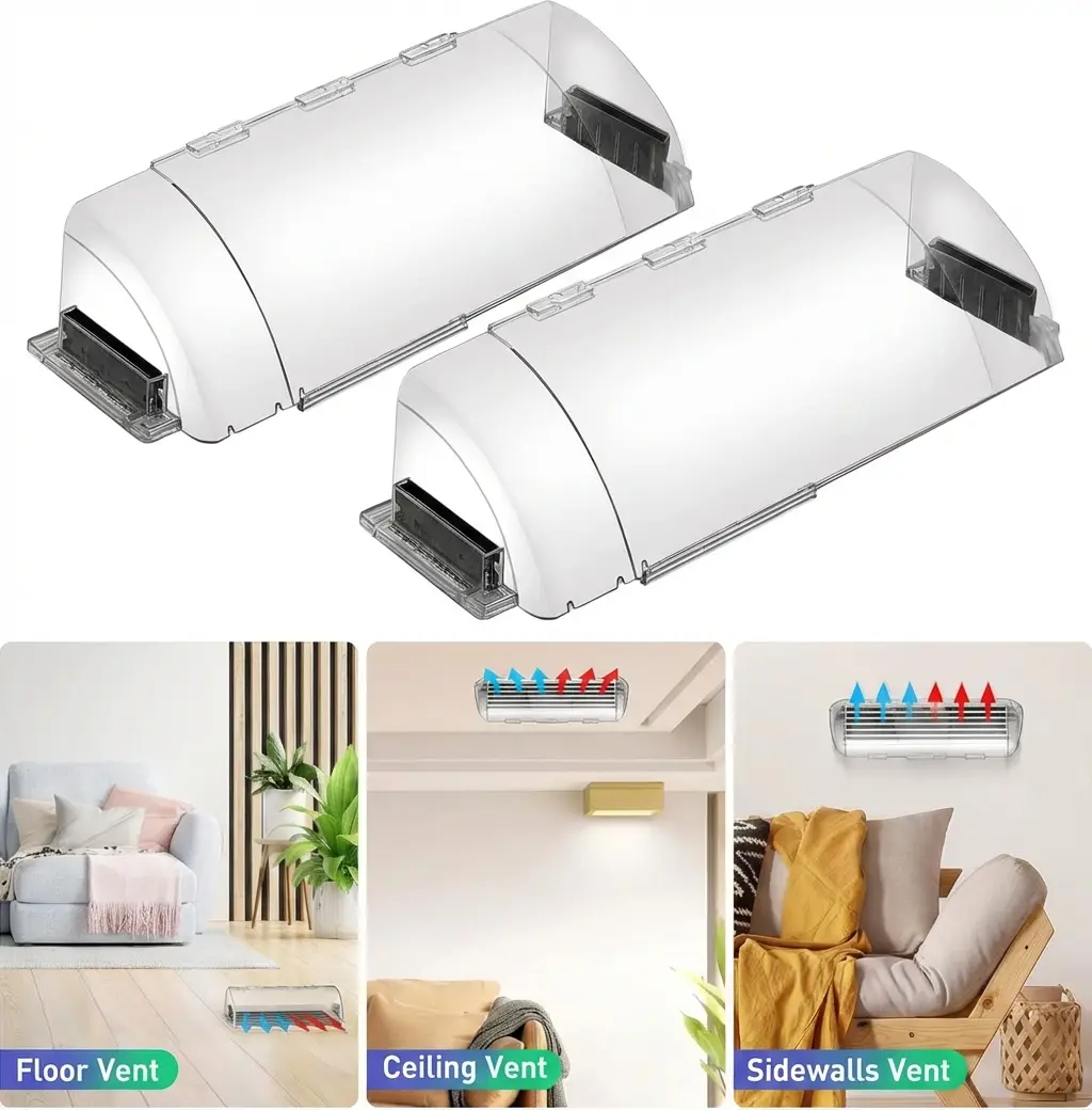 Adjustable Air Vent Deflector with Adjustable Arm, 9"-15.5" Universal Fit Magnetic Vent Covers for Home AC Comfort (Floor, Wall & Ceiling Use)