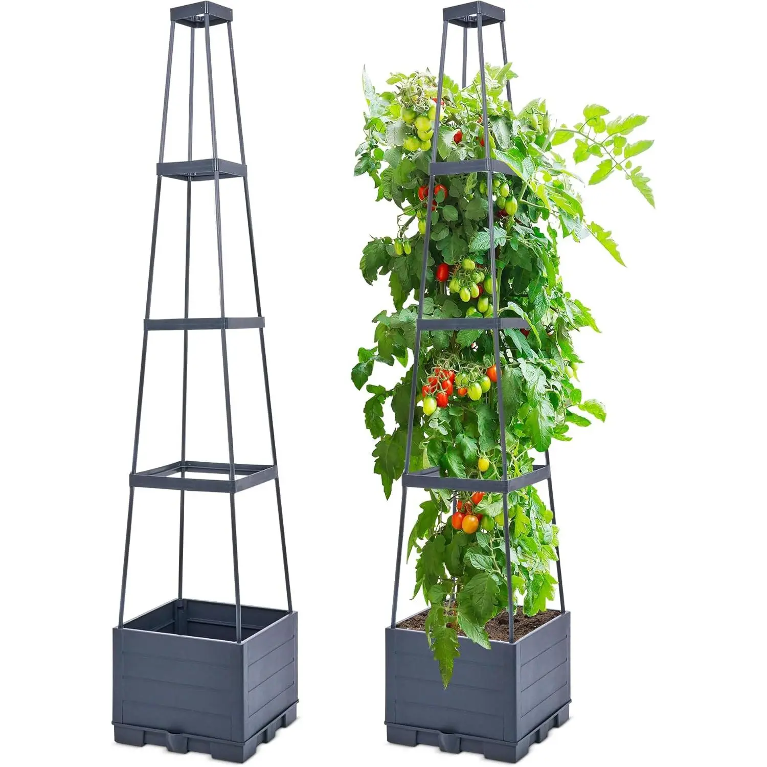 Raised Garden Bed with Tomato Planter Box Trellis, 56'' Tomato Cages for Garden, Tomato Planter Cage for Patio for Climbing Plants Vegetable Vine Flowers Outdoor & Indoor