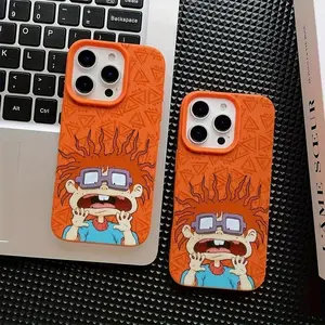 1PC Cartoon Cute R-Rugrats Fun Phone Case, Full-Cover Shockproof Protective Case, Compatible with iPhone 17/16/15/14/13/12/11/X/XS/XSMAX, a gift for friends, family, and yourself. Military-Grade Camera Bow Design Mirror Magnetic Matte Wallet Stand
