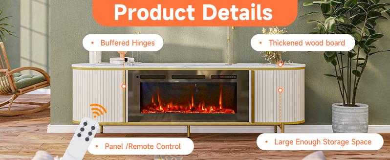 【2 Packages Shipping】oneinmil Luxury 70" Fluted Fireplace TV Stand Modern Chic Entertainment Center for TVs Up to 80" White Media Cabinet with Storage 70 Inch TV Console for Living Room 【2 Packages Shipping】oneinmil Luxury 70" Fluted Fireplace TV Stand Modern Chic Entertainment Center for TVs Up to 80" White Media Cabinet with Storage 70 Inch TV Console for Living Room