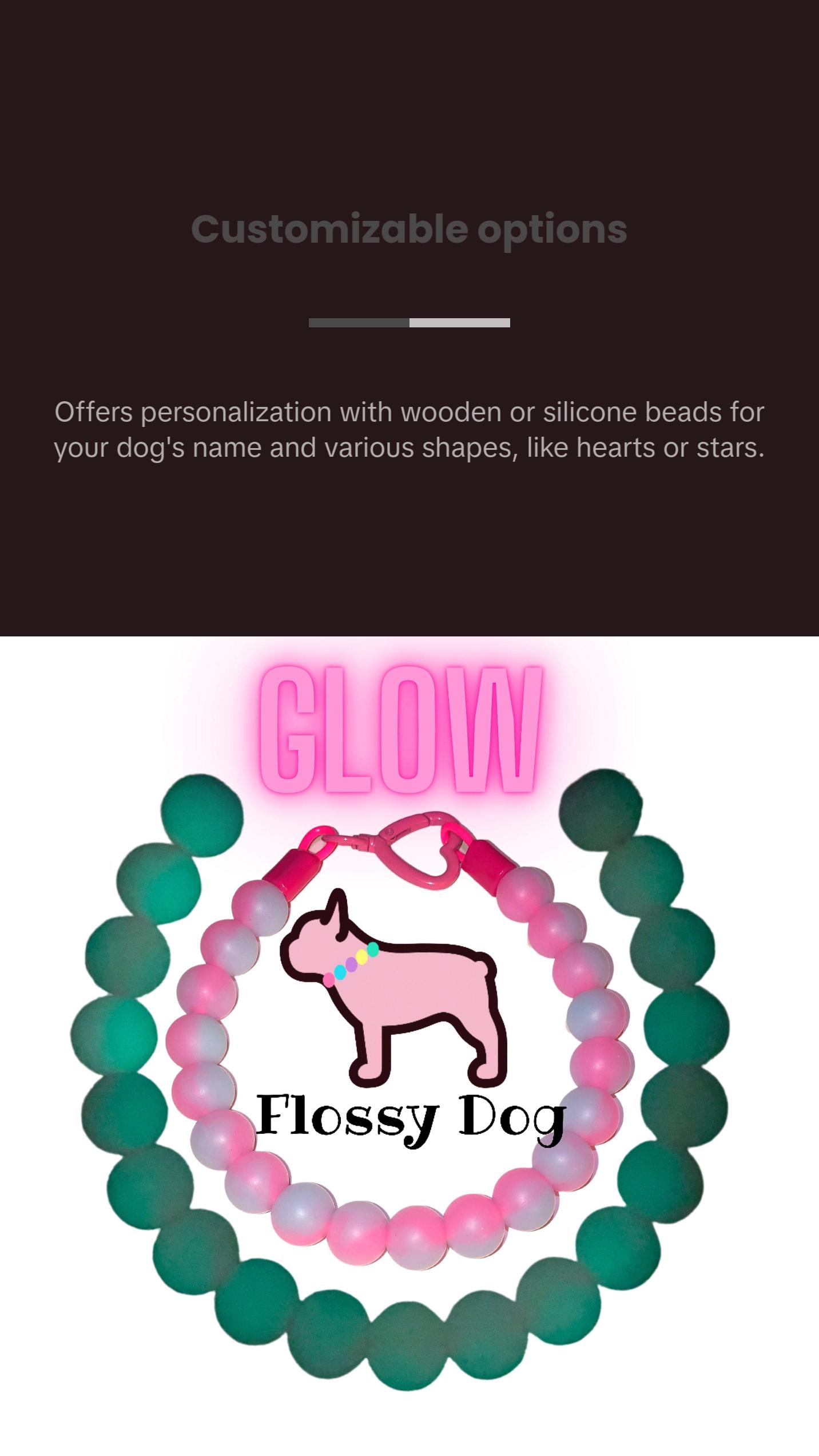 Cotton Candy Glow Beaded Dog Collar | Durable Dog Necklace | Luxury Jewelry For Small Dogs | Silicone | Baby Blue & Pink Glow in the Dark Cotton Candy Glow Beaded Dog Collar | Durable Dog Necklace | Luxury Jewelry For Small Dogs | Silicone | Baby Blue & Pink Glow in the Dark