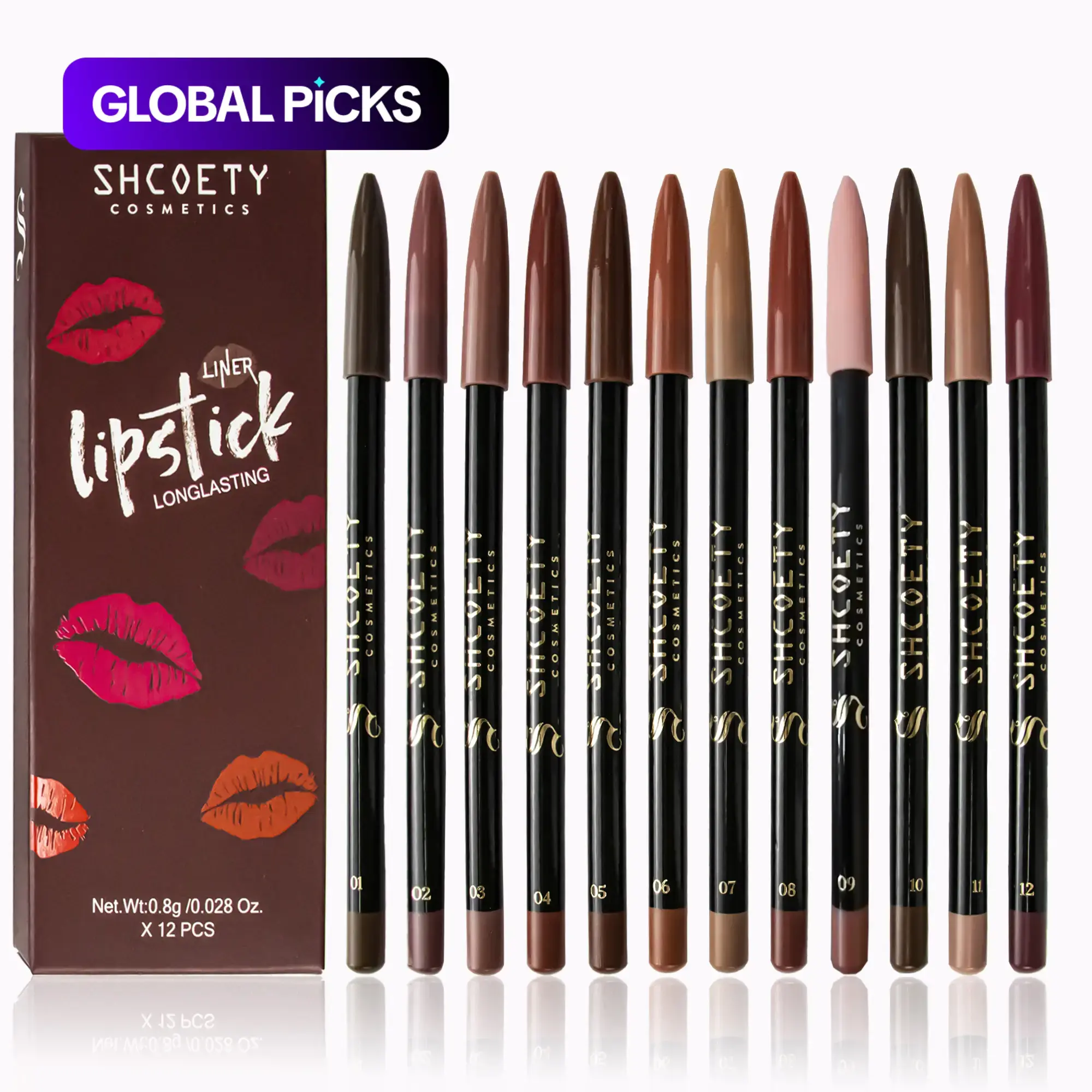 12 Color Lip Pencil Matte Lipliner Smooth Color Silk Lipstick Pen Durable Pigment Lip Makeup Cosmetics Lipstick And Liner