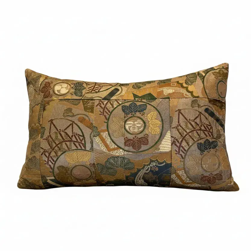 VTG Japanese Kimono gold/brown Pillow