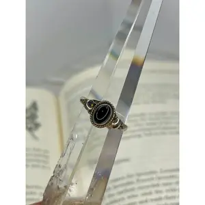 Obsidian Sterling Silver Ring  | US Size 9