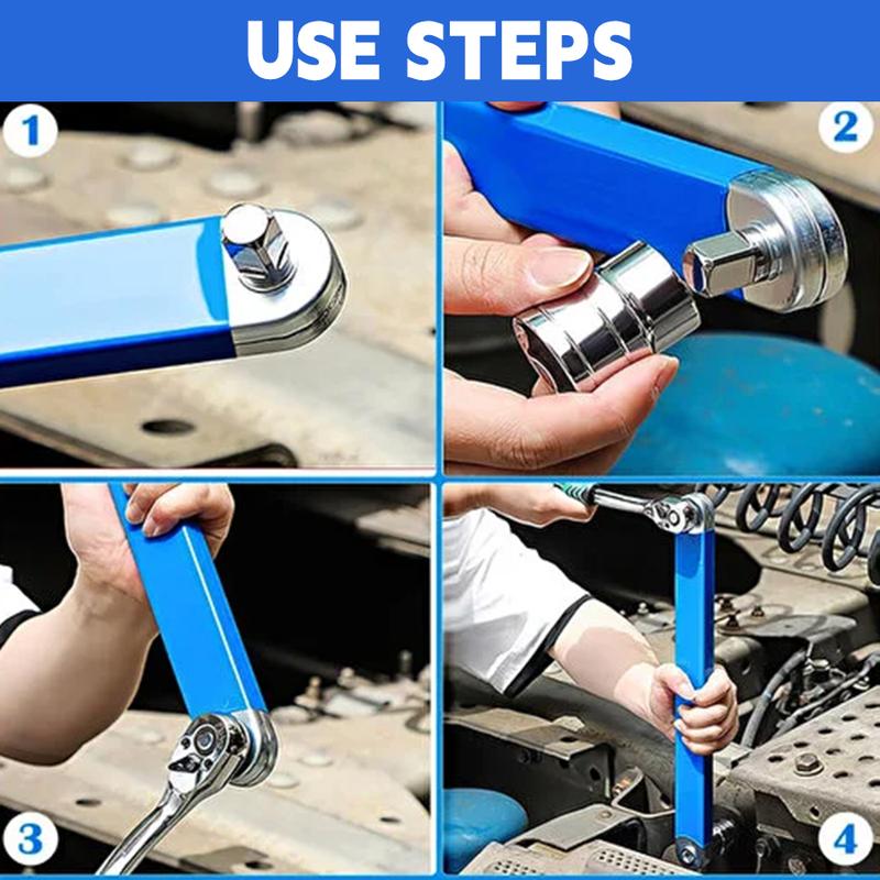 Impact Ready Offset Extension Wrench, Tight Reach Extension Wrench Set, with 1/2", 1/4" and 3/8" Square Drive Adapters, Universal Extensions Wrench for Small Place&Good choice of Christmas gifts for boys Valentine's Day gift