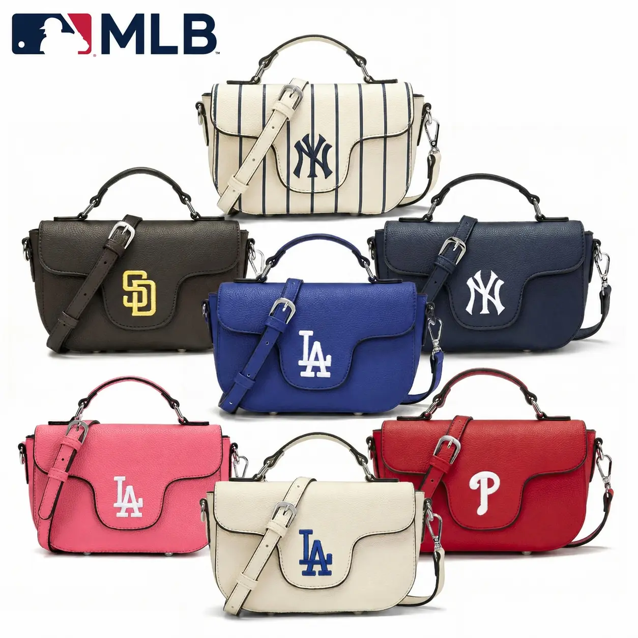 MLB Crossbody Bag for Game Day Essentials & Casual Fan Gear, Waterproof,Lightweight Shoulder Bag,Fashionable Handbag Leather Satchel,Business, Work, Travel, School, 125