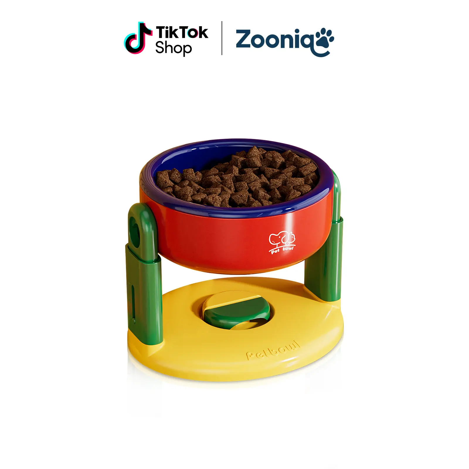 【Deal】Zooniqo Liftable Suction Cup Elevated Pet Bowl for Dogs & Cats, Adjustable Height for Spinal Support, Anti-Spill Base, Non-Slip Raised Slow Feeder Bowls, Bisphenol A (BPA)-Free, Detachable & Easy to Clean