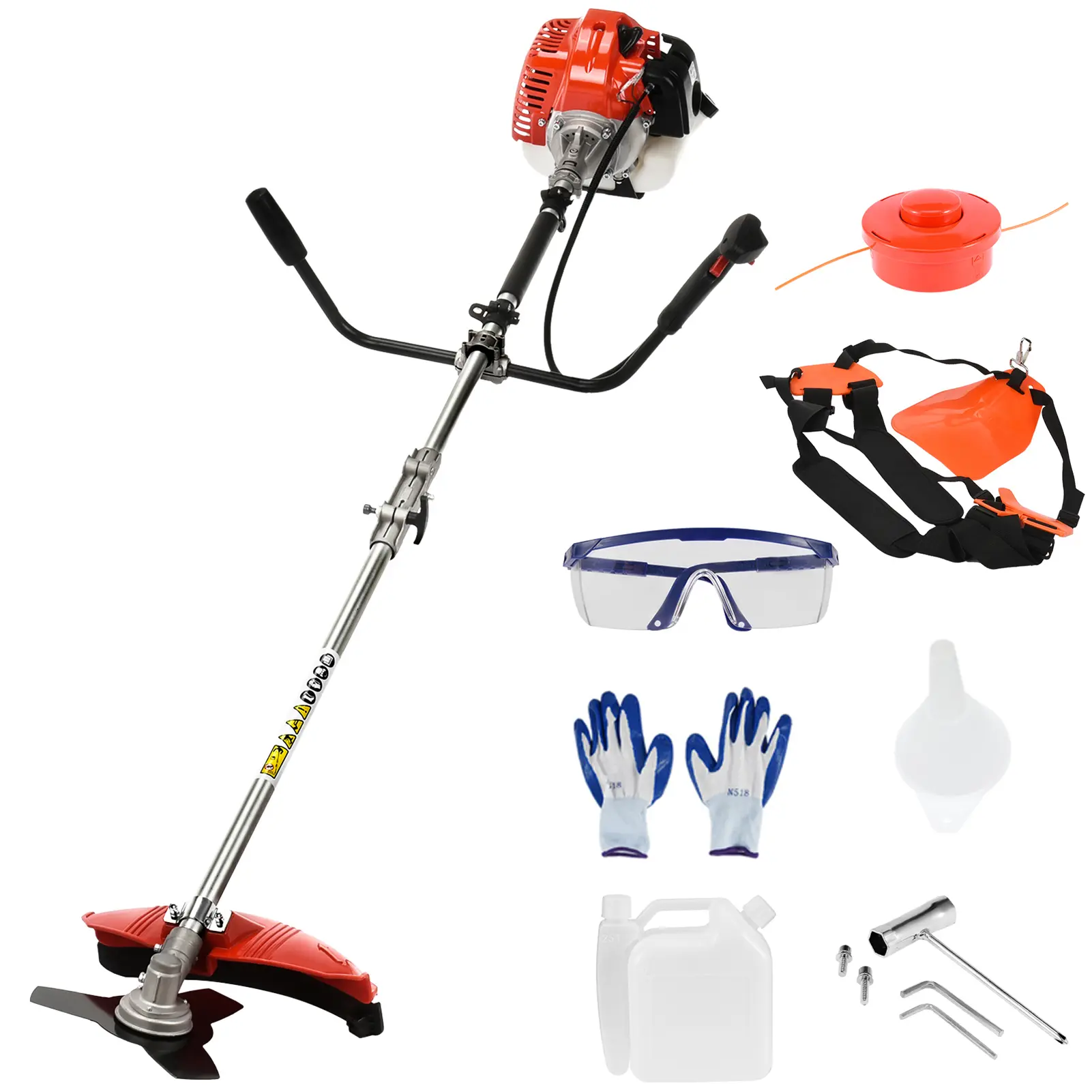 #FathersDayGift Summervibes 52cc 2-Stroke 2-in-1 Gas Straight Shaft String Backpack Grass Tool, 8500rpm Powerful Unit with Full-Function Guard, Trimmer Blade, Grass Trimmer Head, Side Mount, 1.2L Capacity, Full Set Accessories & Ergonomic Handle, 2In1 Tri