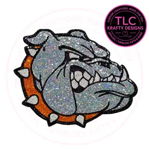 Bulldog Chenille Patch XL, Orange Collar Bulldog Mascot Patch, Large Bulldog Iron-On Patch for Jackets Hoodies Bags Preorder