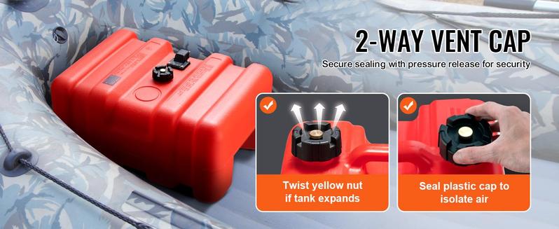 VEVOR Marine Fuel Tank, TikTokShopBlackFriday, Max 14.53 Gallon/55L, Portable Boat Fuel Gas Tank for Outboard Engine Boats, Plastic Outboard Marine Boat Fuel Tank with Hose, Easy to Carry for Yacht, Fishing Boat, Deck Boat