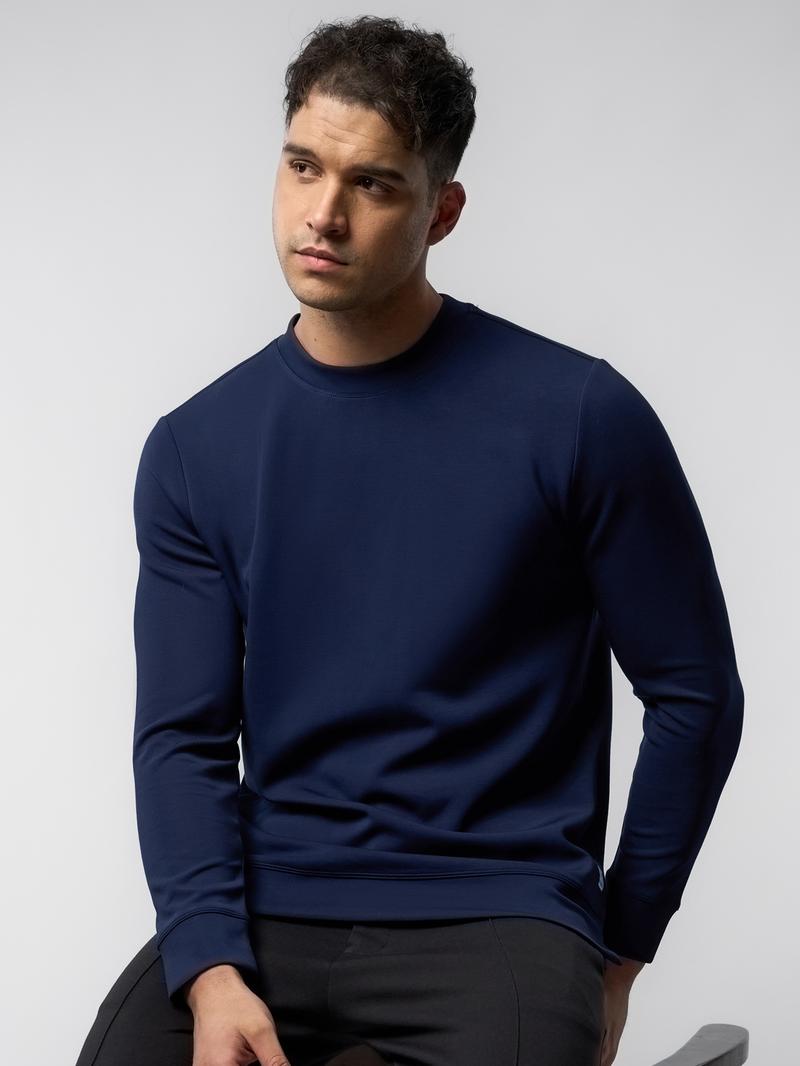 Fioboc Men's Modal Crewneck Sweatshirt - Long Sleeve Casual Top for Fall Winter, Wrinkle Resistant Soft Comfort