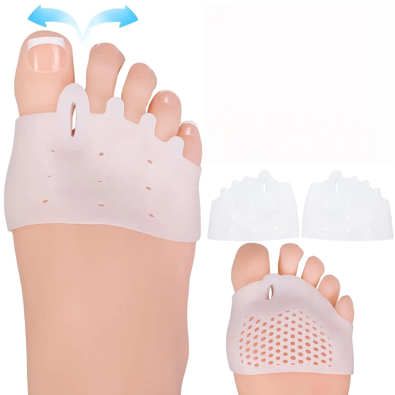 1 Pair Gel Toe Separator Set, Bunions Orthotic Device for Men & Women, Orthopedic Splint for Big Toe Pain Relief, Non‑Toxic Stable Soft Material, Comfort Foot Care Tool for Hammertoes Claw Toes, Ideal for Daily Home Use and Long‑time Walking Protection
