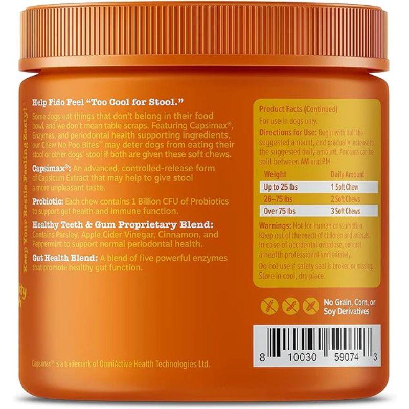 Zesty Paws Chew No Poo Bites™ for Dogs - Chicken Flavor All Natural Digestive Support Supplements with Capsimax & Probiotics