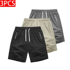 Men’s Summer Quick-Dry Ice Silk Breathable Casual Beach Sports Bermuda Shorts 3-Pack
