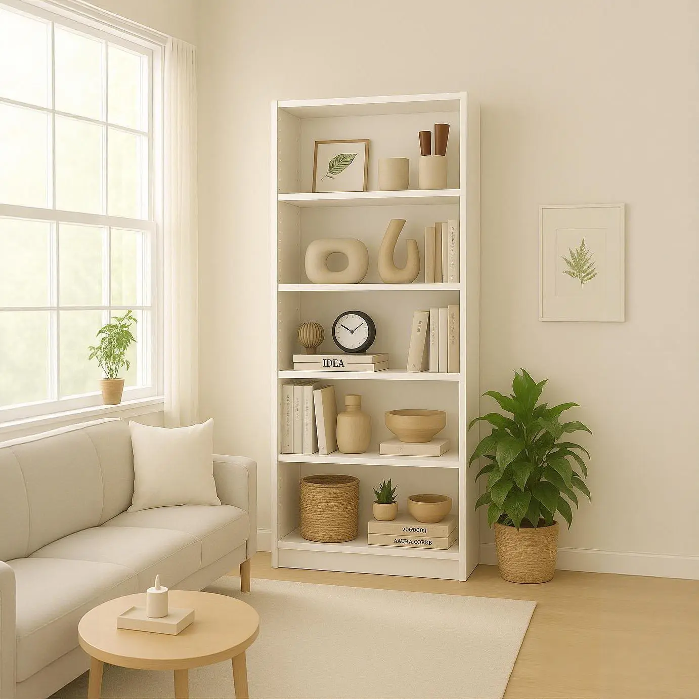 OPUL Tall Narrow Bookcase Display Bookshelf, Bookshelves Storage Cabinet, 5-Tier Modern Bookshelf, Bookcase with Open Shelves Storage Cabinet for Small Space, Living Room, Bedroom, Home Office, White