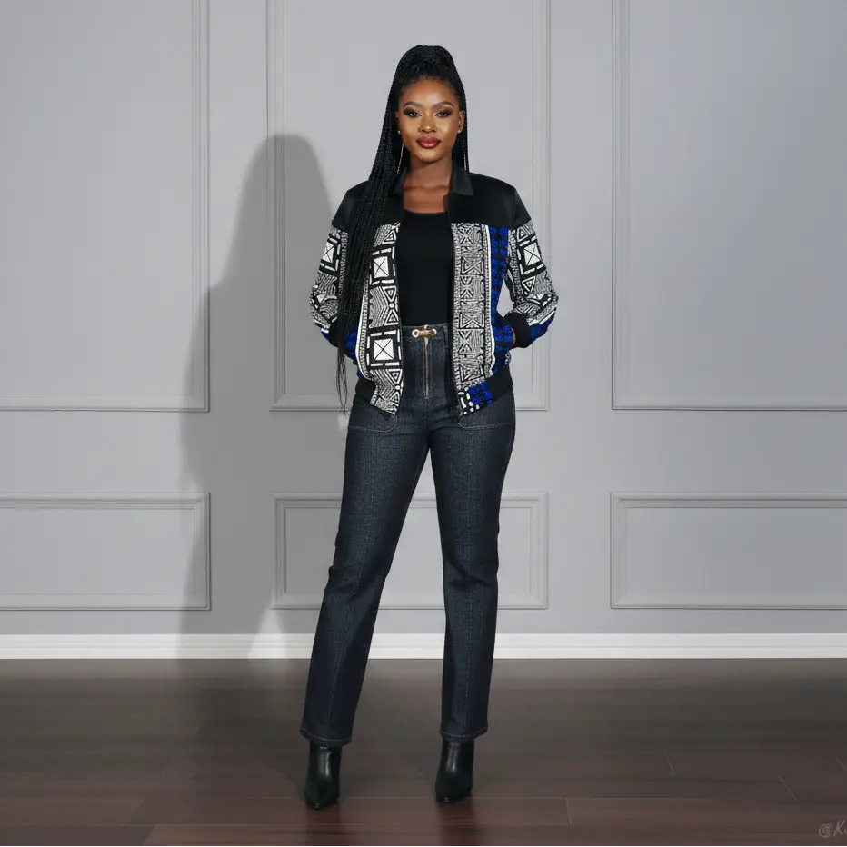Demi African print Ankara Bomber Jacket for women