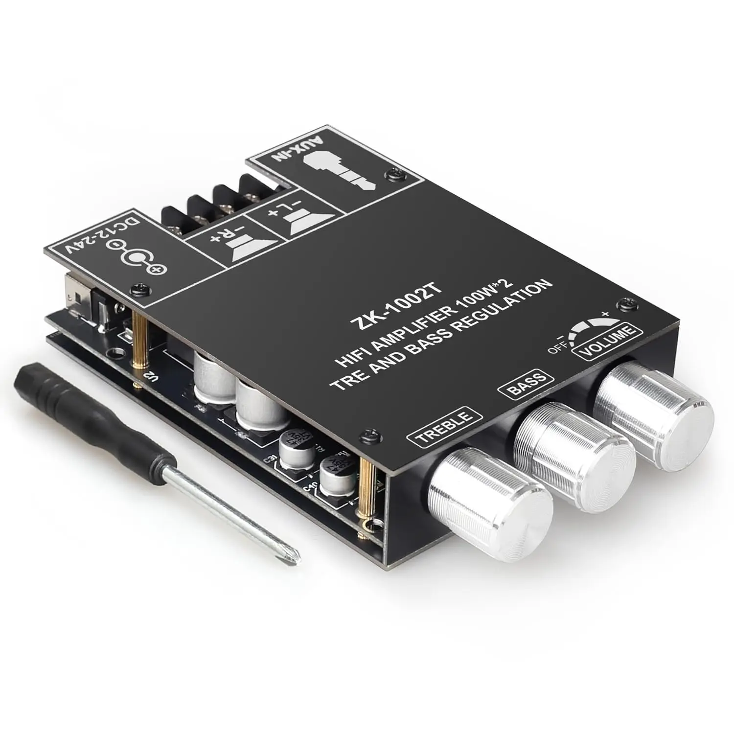2.0CH Bluetooth Audio Amplifier Board, 100W×2 Stereo Hi-Fi DIY Speaker Module, Wireless AUX Input, Home Theater Sound Upgrade