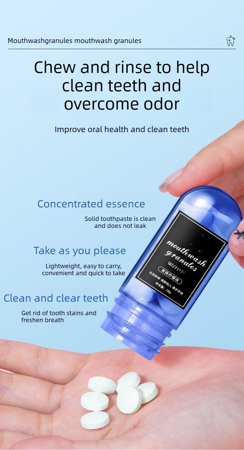 Mouthwash Tablets 18g / 26-30 Solid Toothpaste Clean Freshens Breath Powerful All-in-One Probiotic Teeth Whitening Strips