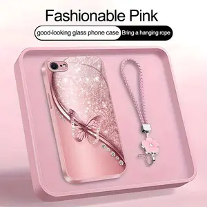 Suitable for [iPhone Se 2] high-end women's phone case🤩，a free four-leaf clover ，the pattern is printed, not glitter simple printed butterfly design is included,drop-resistant and fingerprint-proof YM99