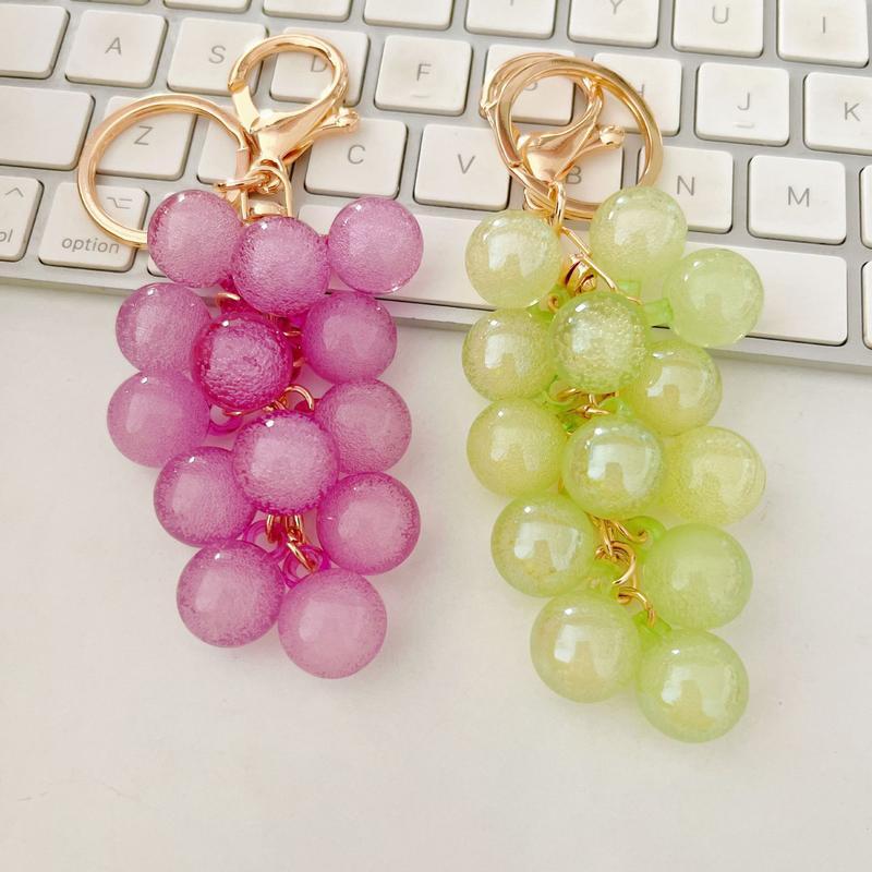2PCS/3PCS/5PCS Grape Keychains, Creative Cute Bubble Jelly Grape Cluster Keychain Emulational Fruit Car Key Students' School Bag Pendant Gift